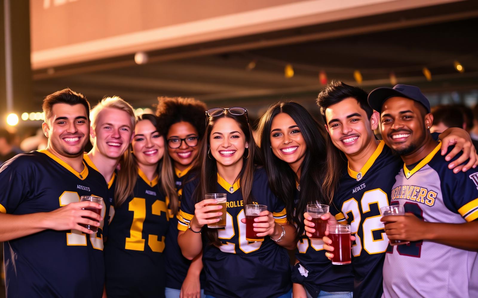 Fans traveling together to a big game